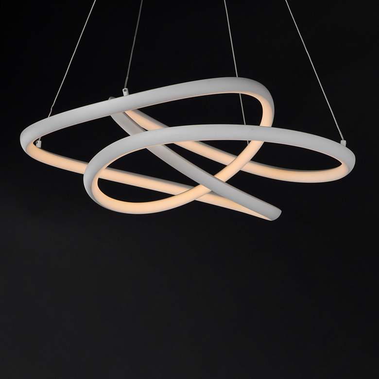 Image 3 ET2 Twisted 24 1/2" Wide Matte White LED Pendant Light more views