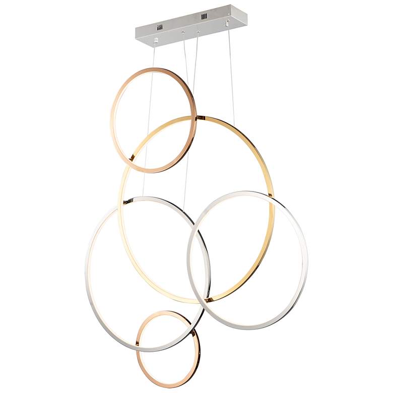 Image 2 ET2 Union 39 1/2" Wide Multi-Plated LED 5-Light Pendant