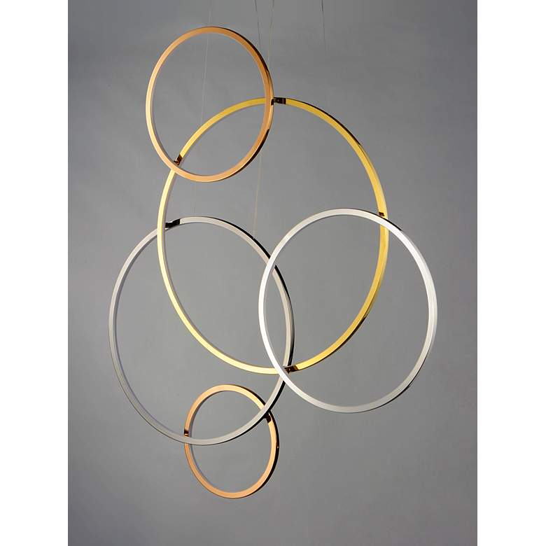 Image 3 ET2 Union 39 1/2" Wide Multi-Plated LED 5-Light Pendant more views