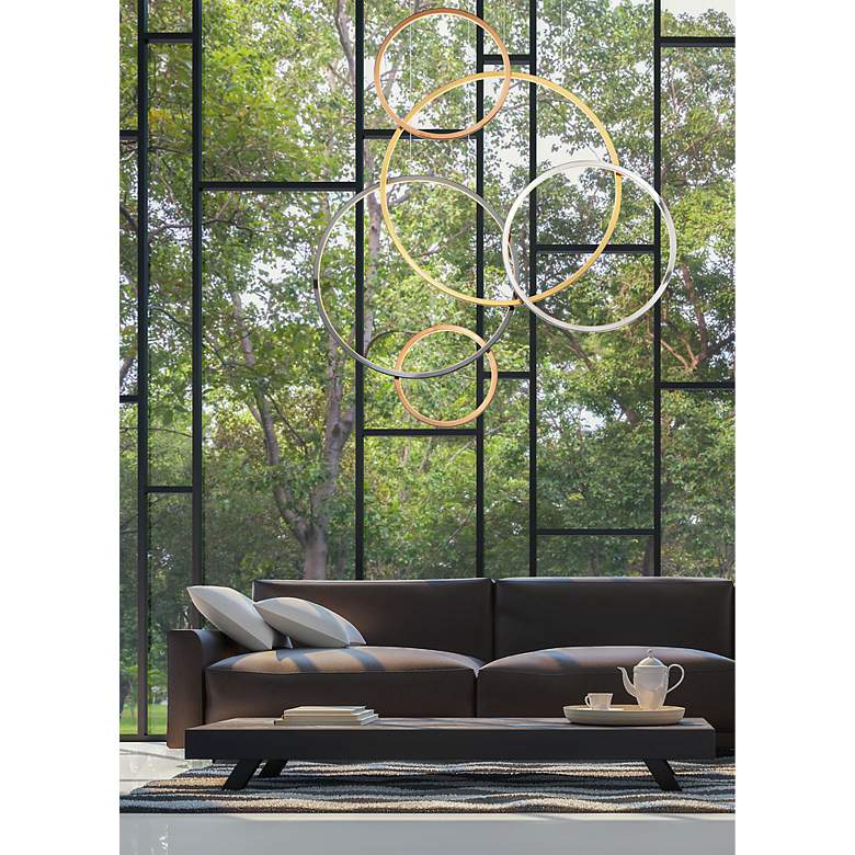 Image 6 ET2 Union 39 1/2" Wide Multi-Plated LED 5-Light Pendant more views