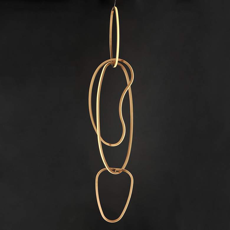 Image 3 ET2 Unity 12 1/2" Wide Brushed Champagne Vertical LED Pendant more views