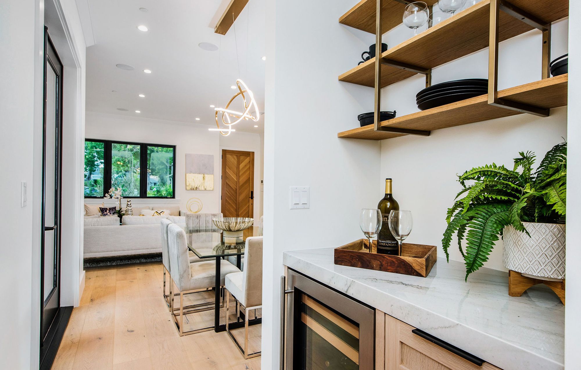 ET2 Unity 55" Brushed Champagne LED Modern Rings Pendant Light