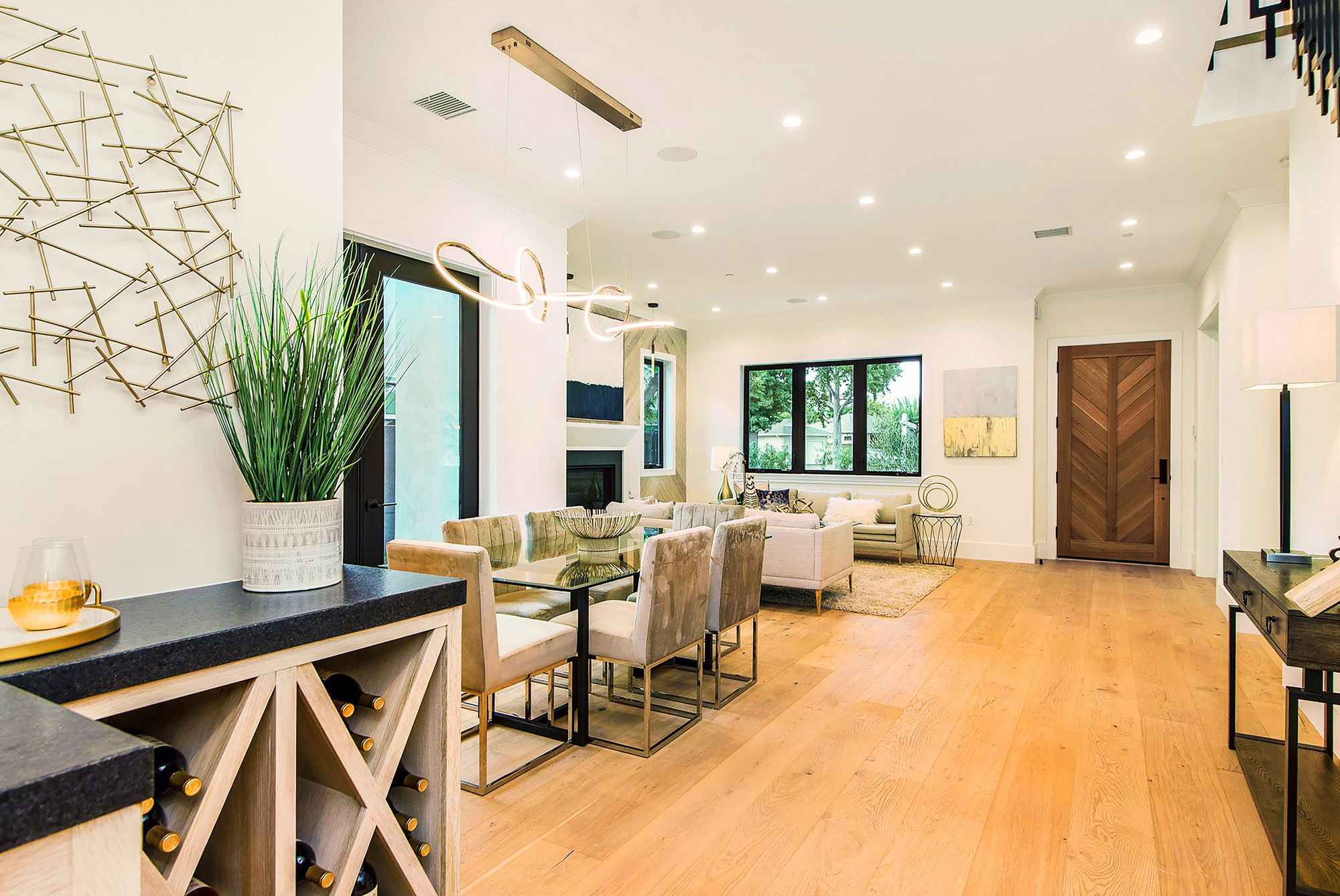 ET2 Unity 55" Brushed Champagne LED Modern Rings Pendant Light