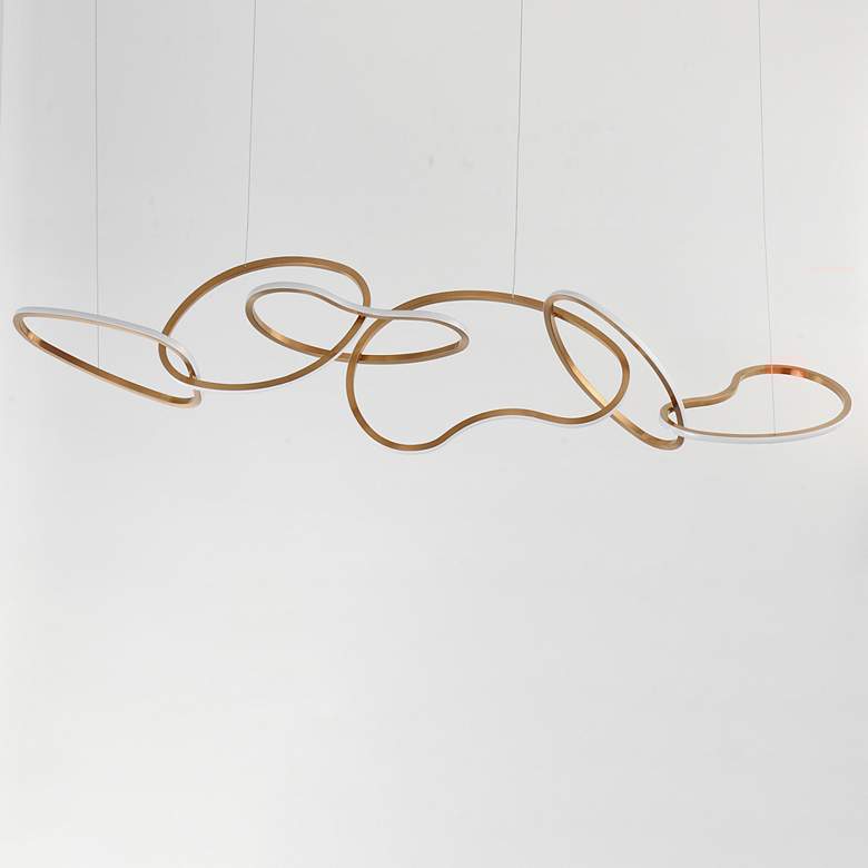 Image 2 ET2 Unity 69" Wide Brushed Champagne LED Linear Chandelier more views