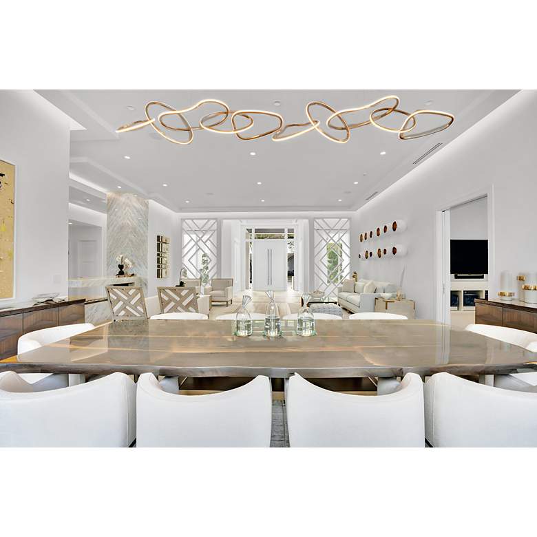 Image 5 ET2 Unity 69" Wide Brushed Champagne LED Linear Chandelier more views