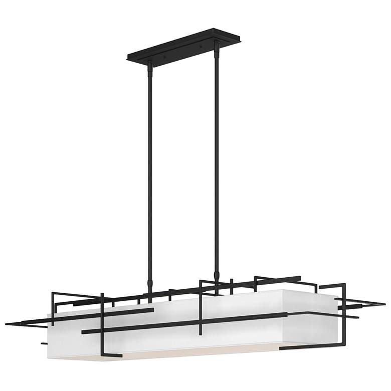 Image 1 Etch 54" Wide Black Pendant With Natural Anna Shade