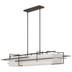 Etch 54" Wide Bronze Pendant With Flax Shade