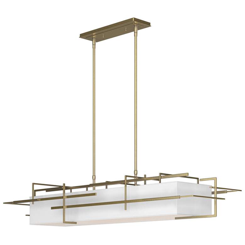 Image 1 Etch 54" Wide Modern Brass Pendant With Natural Anna Shade