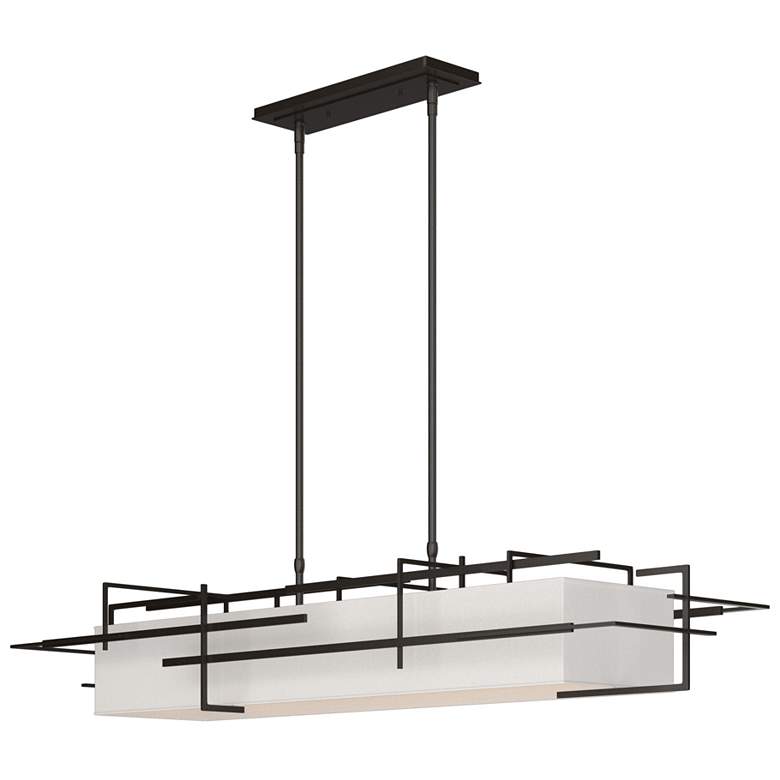 Image 1 Etch 54" Wide Oil Rubbed Bronze Pendant With Flax Shade