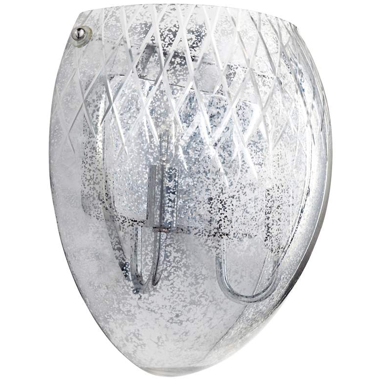 Image 1 Etched 11 3/4 inch High Shattered Silver Glass Wall Sconce
