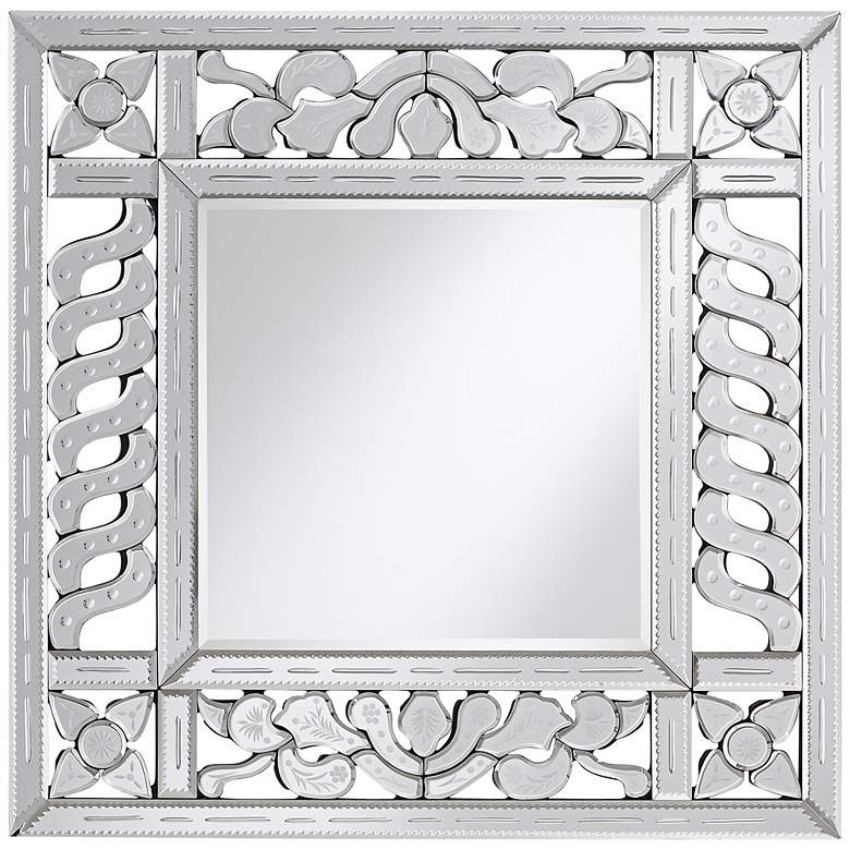 Image 1 Etched Venetian 31 1/2 inch High Square Wall Mirror