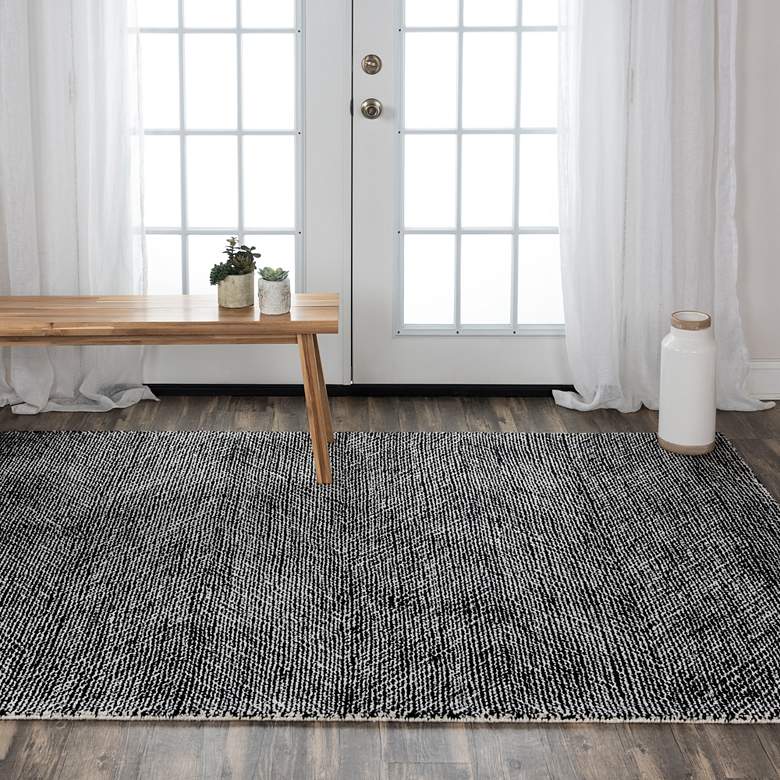 Image 1 Etchings ETC101 5'x7'6" Black Geometric Wool Area Rug