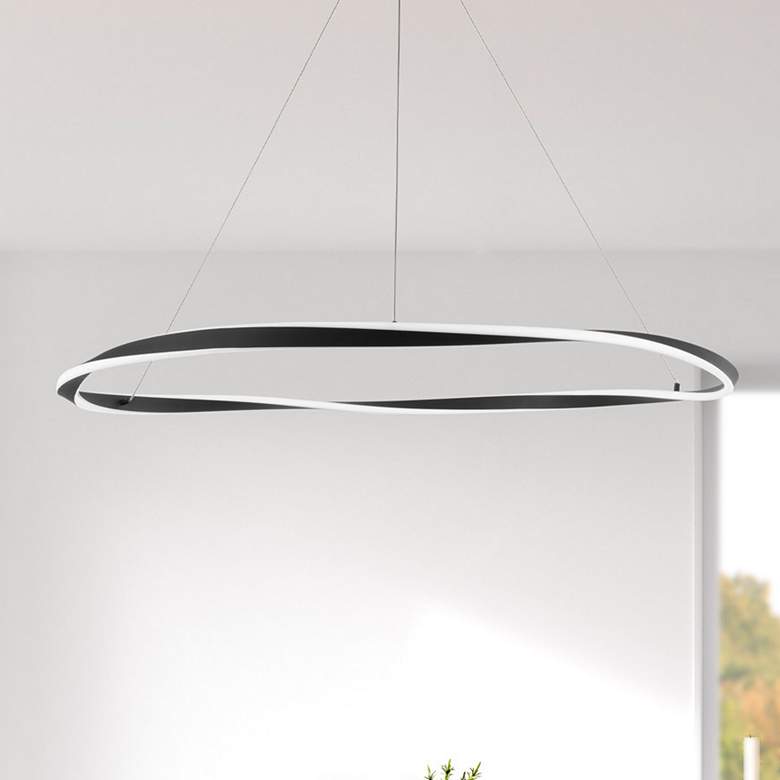 Image 1 Eternal 41" Wide Chrome Steel LED Ring Pendant Light