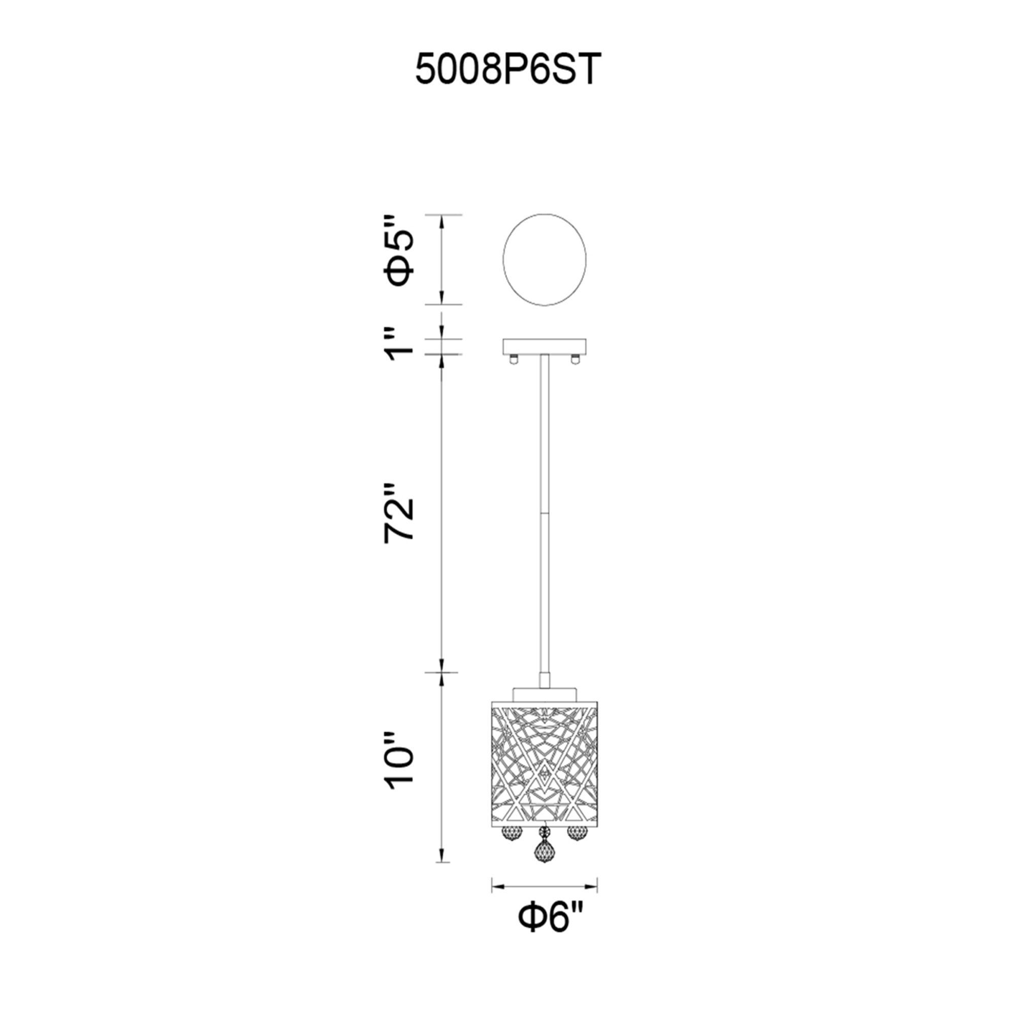 Image 3 Eternity 1 Light 6in Chrome Drum Shade Mini Pendant more views