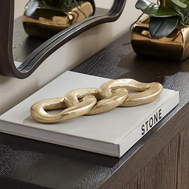 Eternity 12" High Shiny Gold Leaf Chain Sculpture