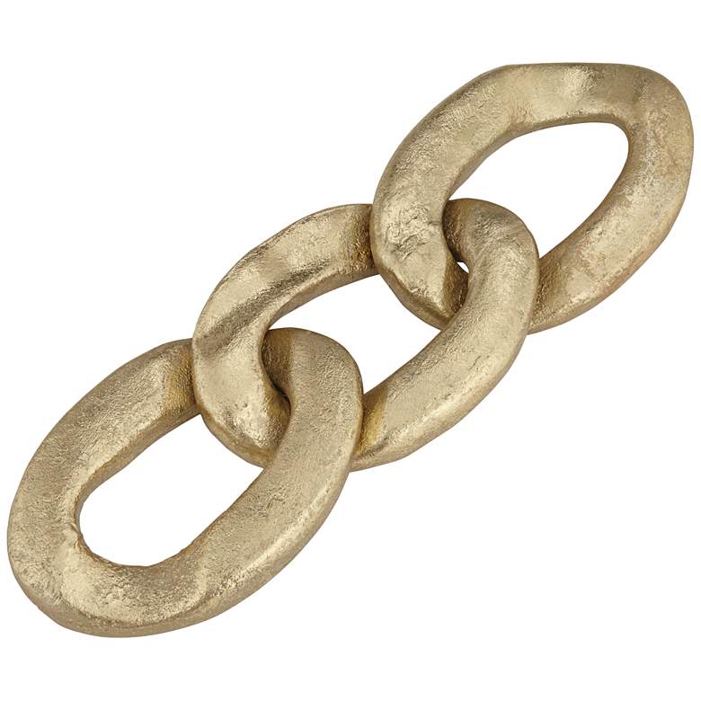 Image 3 Eternity 12" High Shiny Gold Leaf Chain Sculpture
