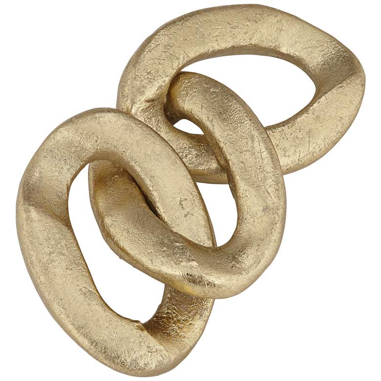 Image 6 Eternity 12" High Shiny Gold Leaf Chain Sculpture more views