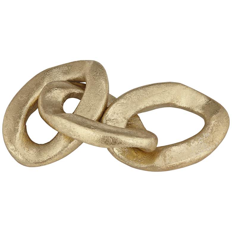 Image 7 Eternity 12" High Shiny Gold Leaf Chain Sculpture more views
