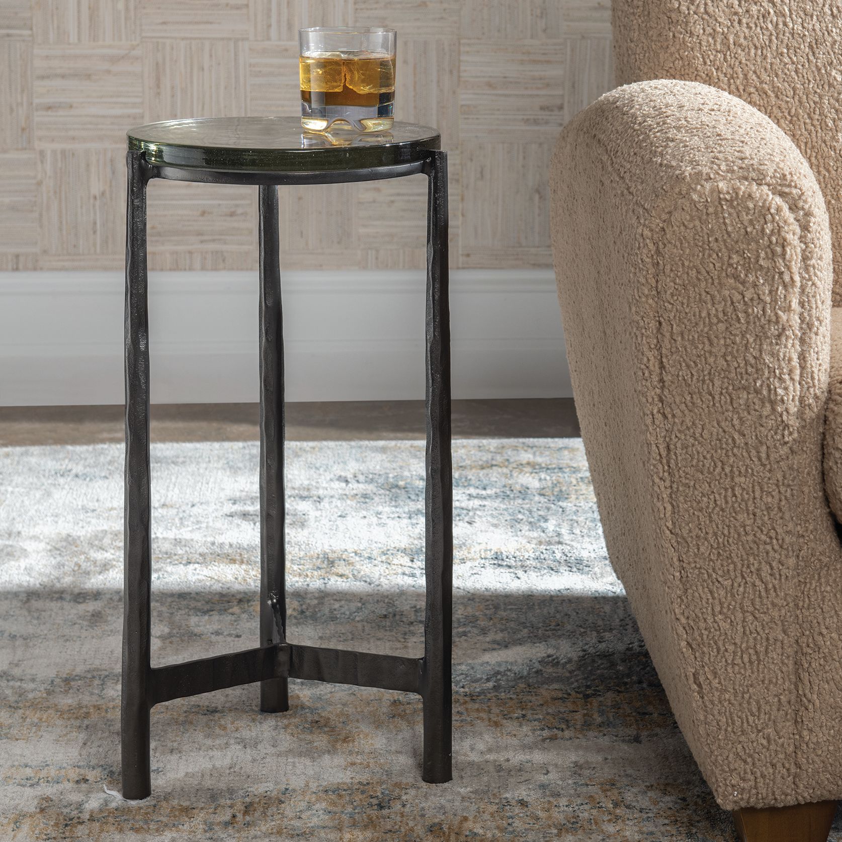 Eternity 12 Wide Dark Gunmetal Round Metal Accent Table