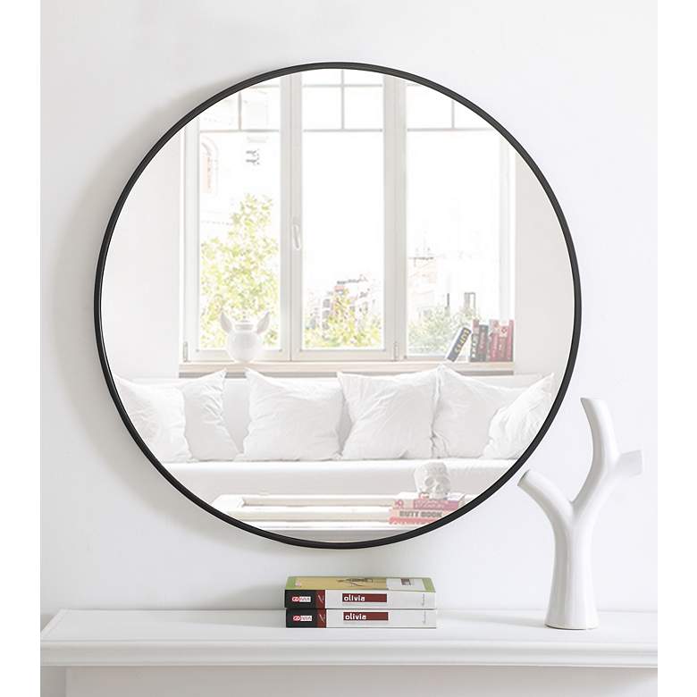 Image 1 Eternity Black 32" Round Vanity Wall Mirror
