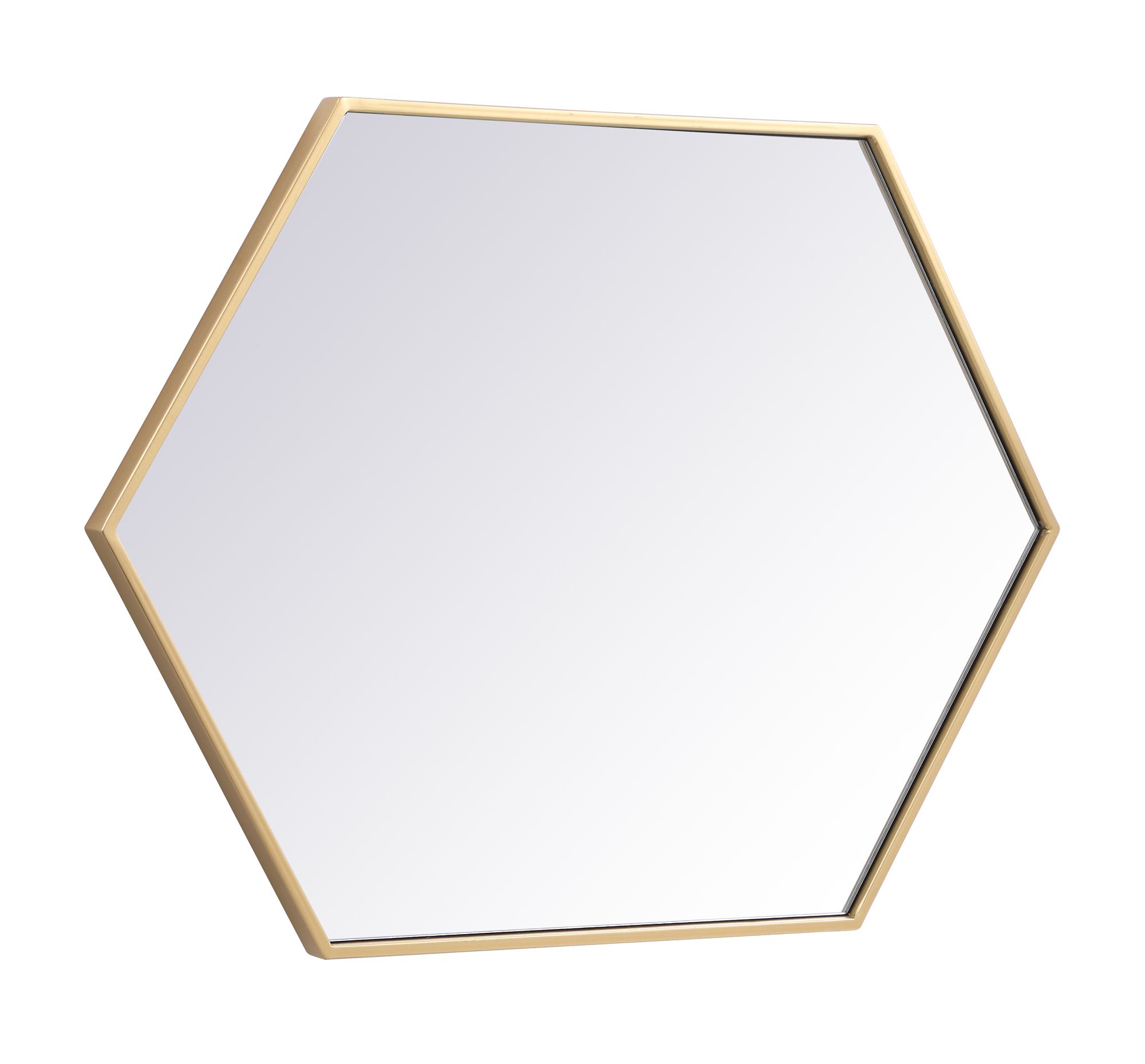 Eternity Brass Metal 24" x 34" Hexagonal Wall Mirror in scene