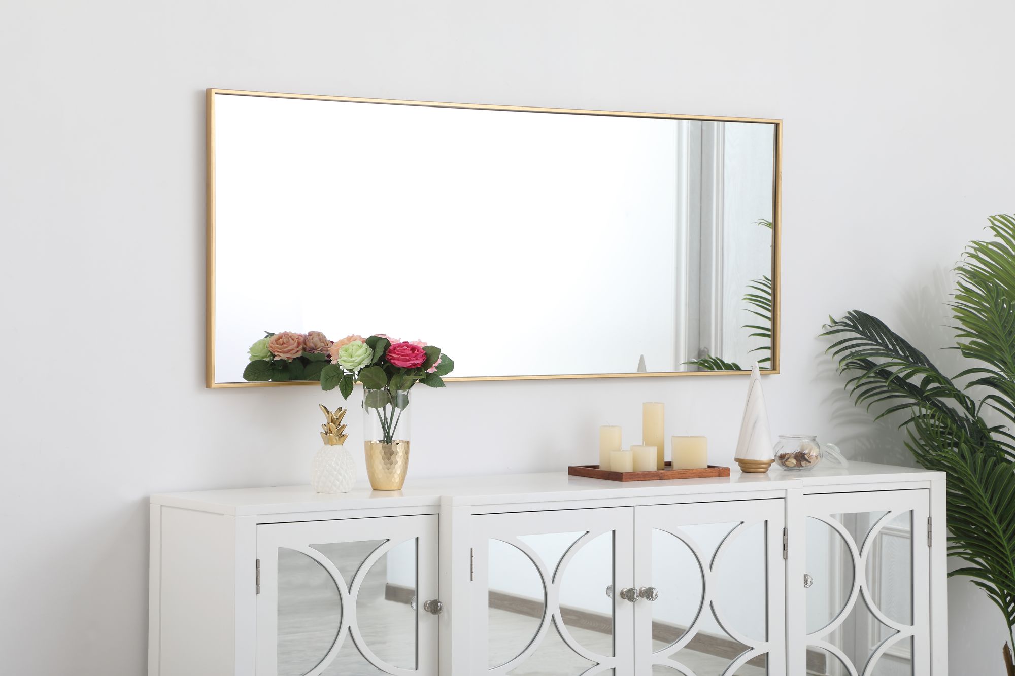 Eternity Brass Metal 24" x 60" Rectangular Floor/Wall Mirror in scene