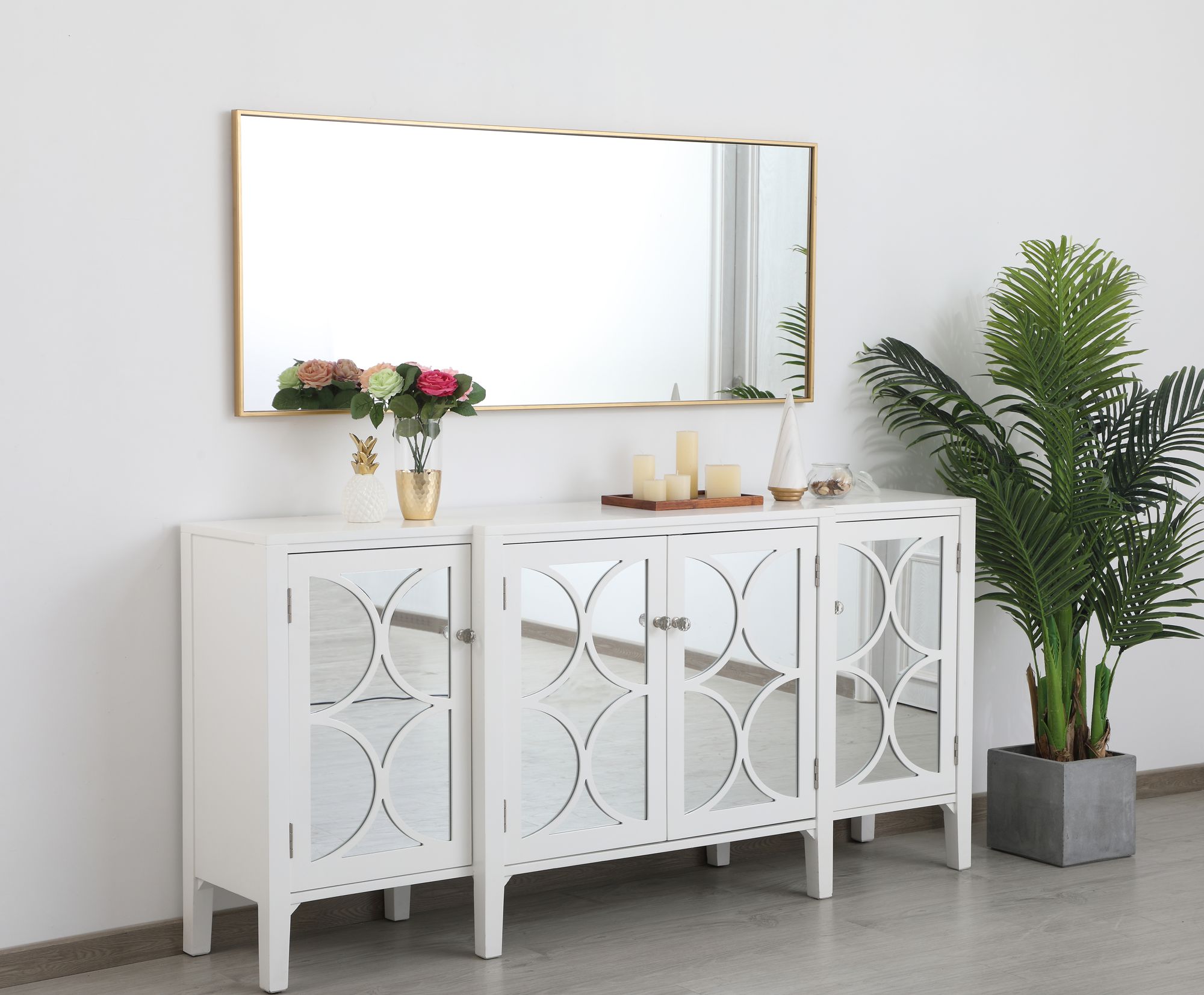 Eternity Brass Metal 24" x 60" Rectangular Floor/Wall Mirror in scene