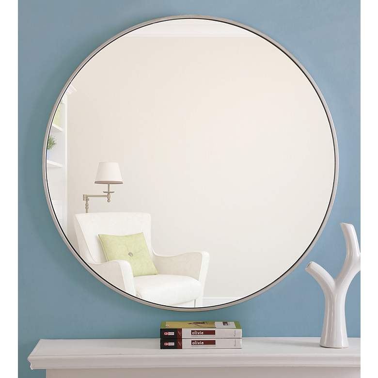 Image 2 Eternity Silver Metal 36" Round Vanity Wall Mirror