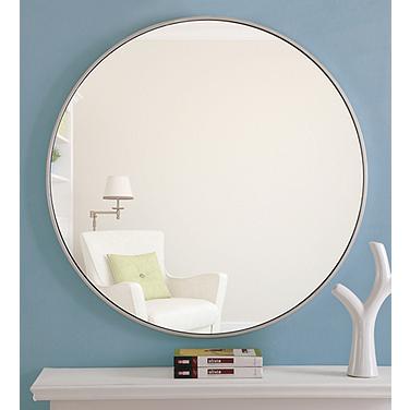 Eternity Silver Metal 36" Round Vanity Wall Mirror