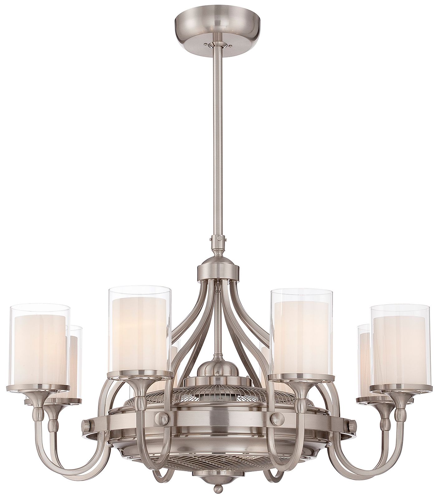 Image 3 Etesian 8-Light Fan D'Lier in Satin Nickel (Fandelier)