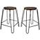 Ethan 24" Elm Wood and Black Counter Stools Set of 2