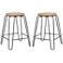 Ethan 24" Natural Wood and Black Counter Stools Set of 2