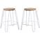 Ethan 24" Natural Wood and White Counter Stools Set of 2