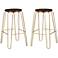 Ethan 29" Elm Wood and Gold Bar Stools Set of 2