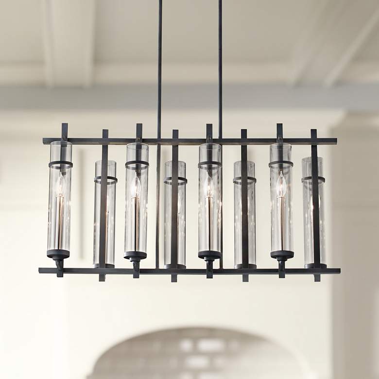 Image 1 Ethan 37 1/2"W Forged Iron Kitchen Island Light Chandelier