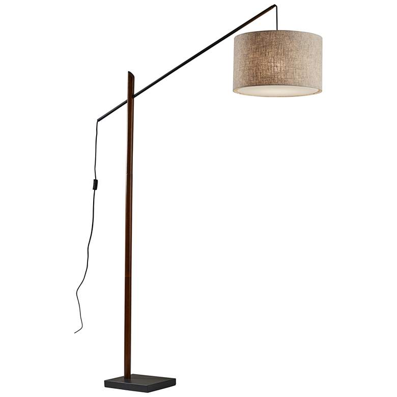 Image 2 Ethan Black and Walnut Rubberwood Task Floor Lamp