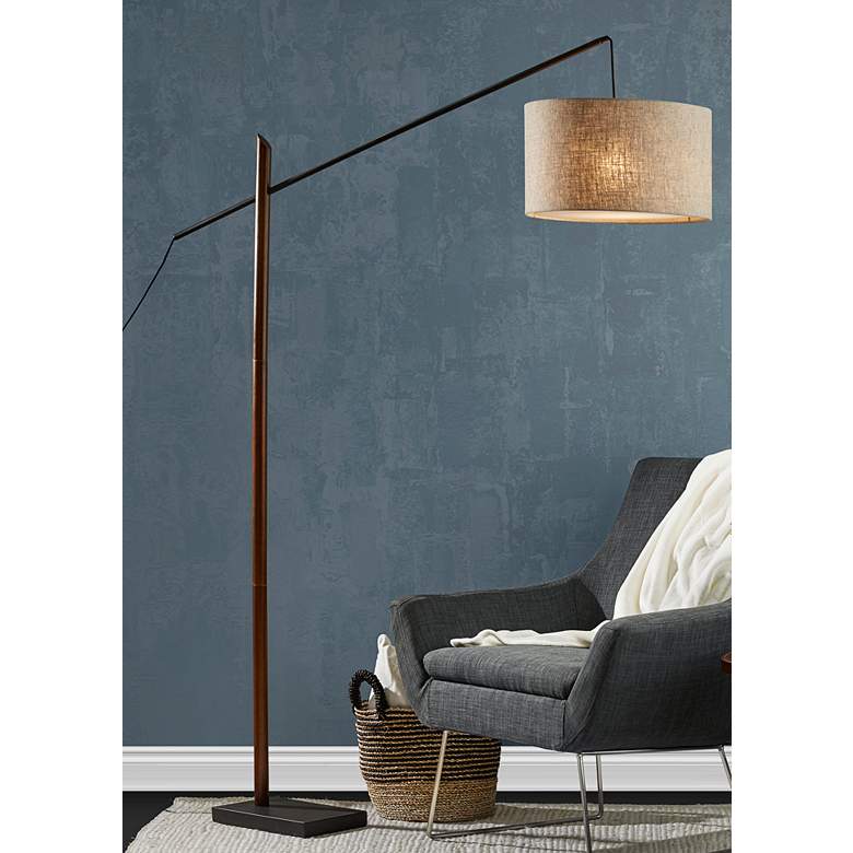 Image 1 Ethan Black and Walnut Rubberwood Task Floor Lamp