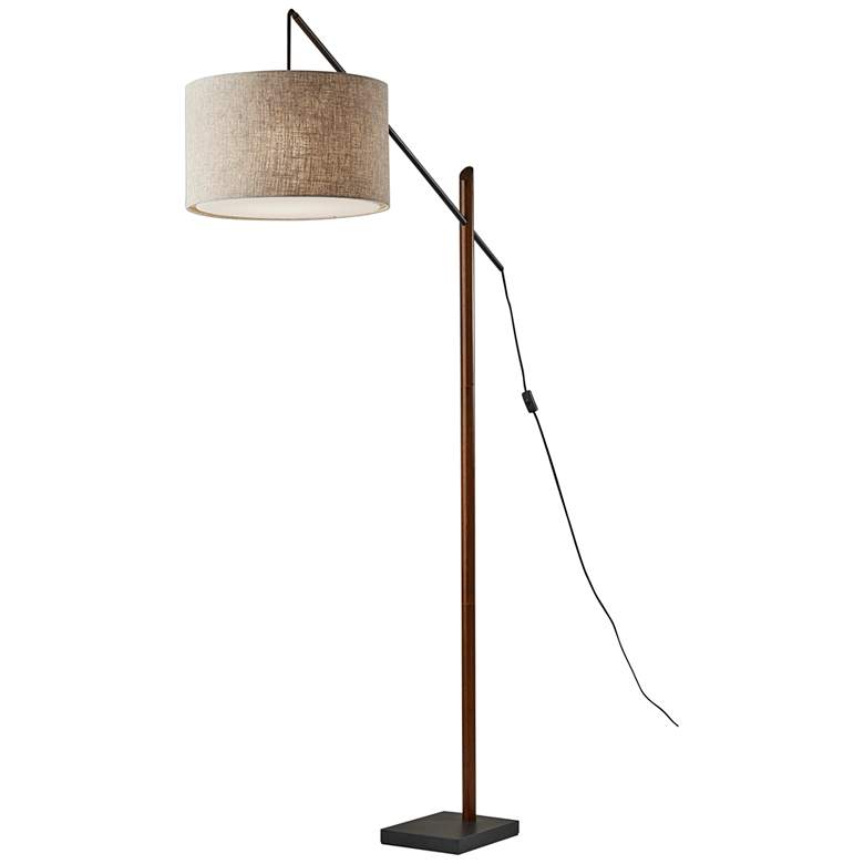 Image 7 Ethan Black and Walnut Rubberwood Task Floor Lamp more views