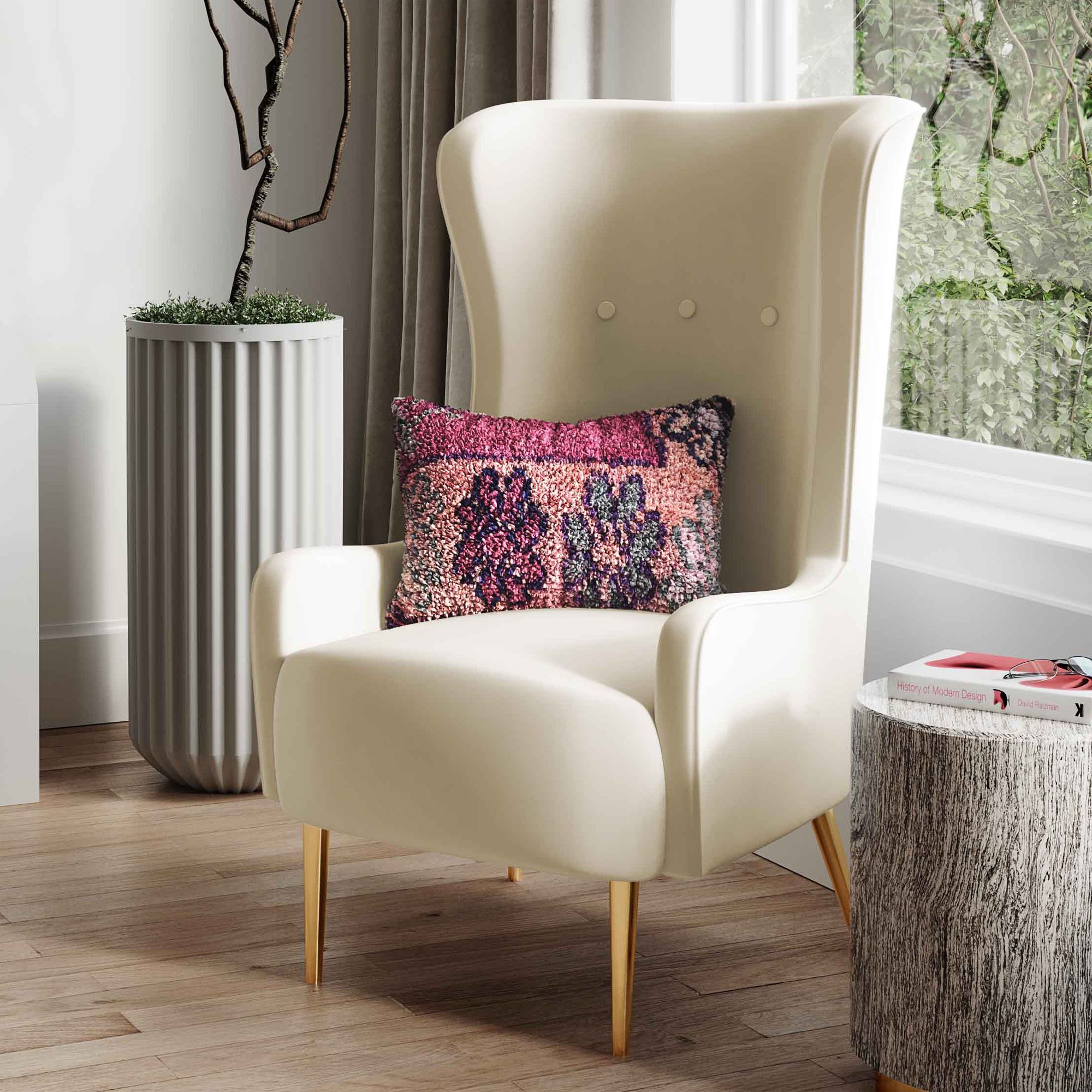 Ethan Cream Velvet Tufted Swing Back Chair 004A1 Lamps Plus