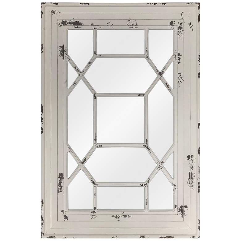 Image 1 Ethan Distressed White Wood 31 1/2 inch x 47 1/4 inch Wall Mirror