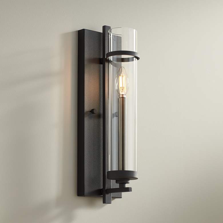 Ethan Forged Iron Brushed Steel 17&quot; High Wall Sconce