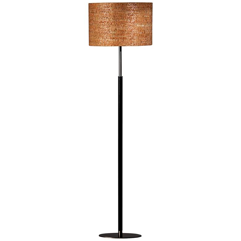 Image 1 Ethan Gold Black Faux Leather Floor Lamp