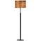 Ethan Gold Black Faux Leather Floor Lamp