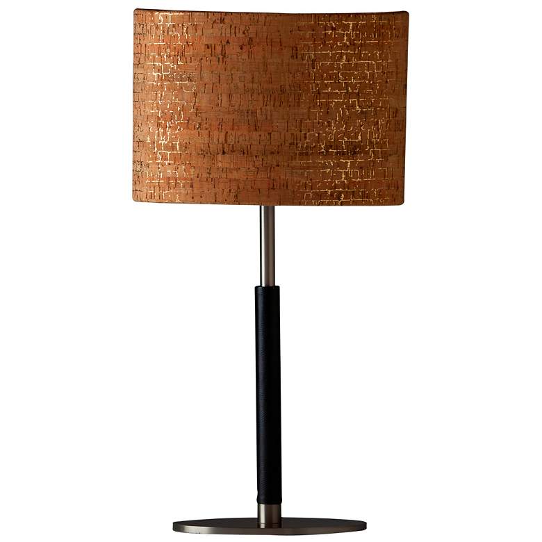 Image 1 Ethan Gold Cork Black Faux Leather Table Lamp
