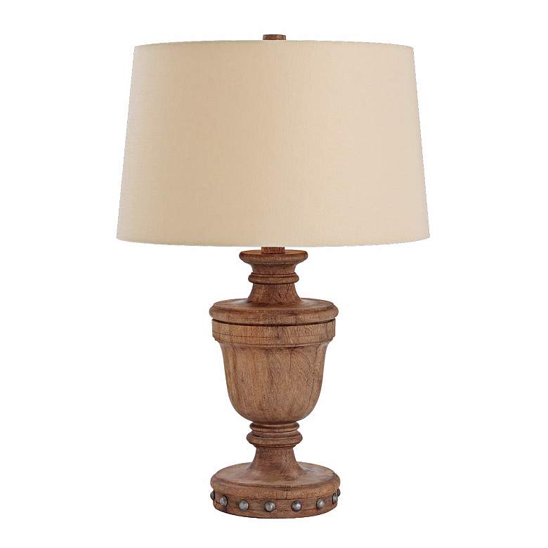 Image 1 Ethan Natural Wood and Iron Stud Table Lamp