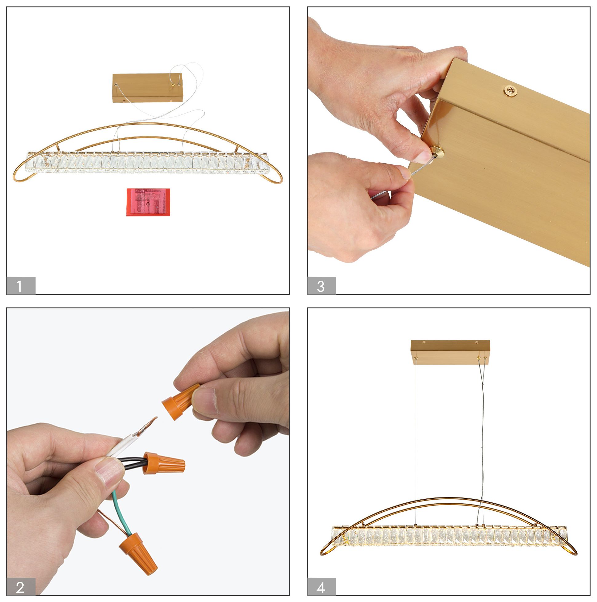 Ethel 1-Light LED Crystal Island Chandelier