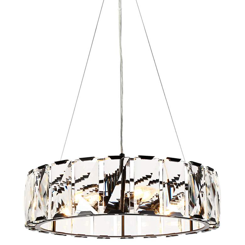 Image 1 Ethel 23 1/2" Wide Matte Black and Crystal Drum Chandelier
