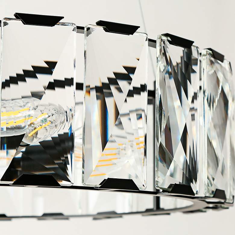 Image 3 Ethel 23 1/2" Wide Matte Black and Crystal Drum Chandelier more views