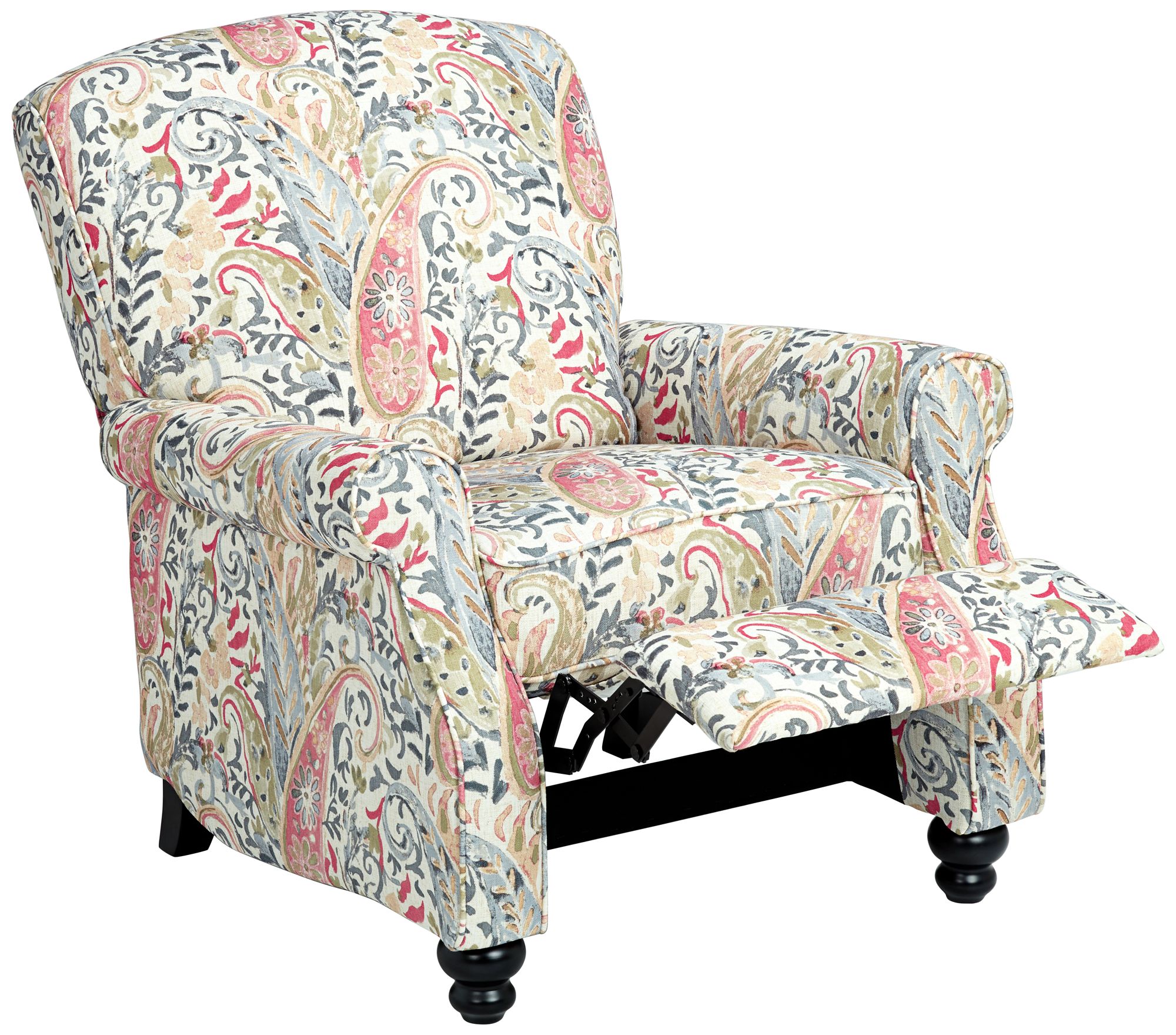 ethel coral paisley push back recliner chair