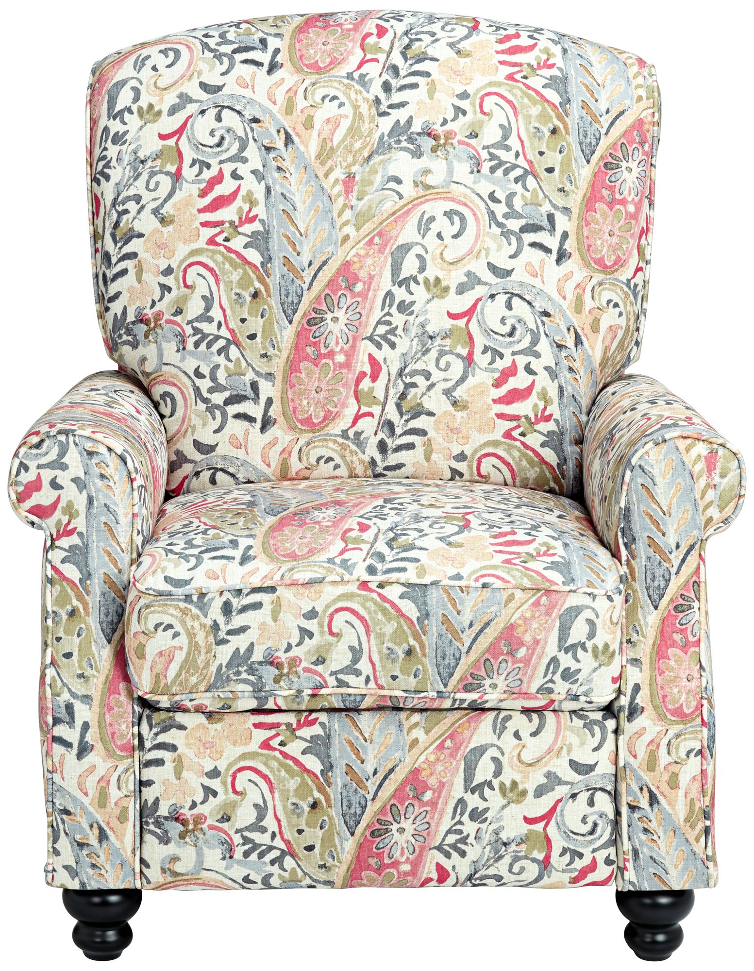 ethel coral paisley push back recliner chair